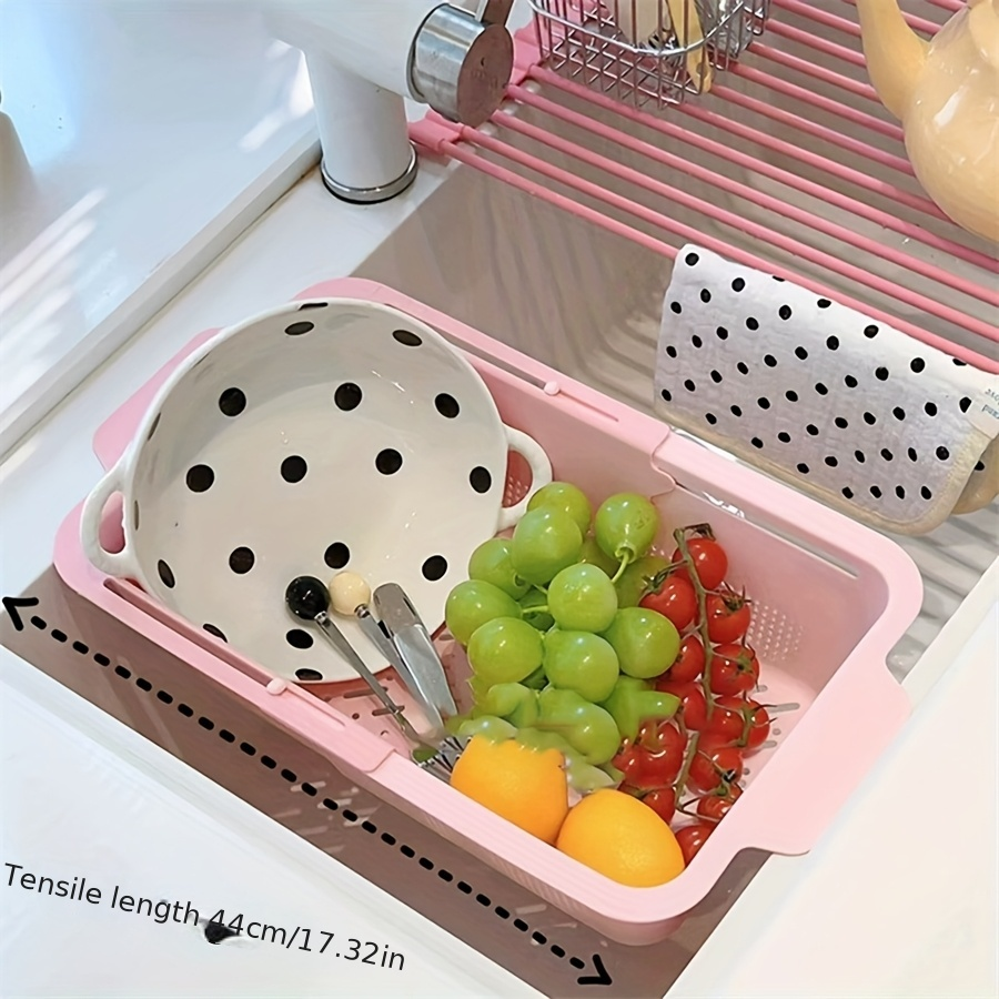 2 regulowane plastikowe koszyki do zlewu – wysuwany ociekacz kuchenny z uchwytem