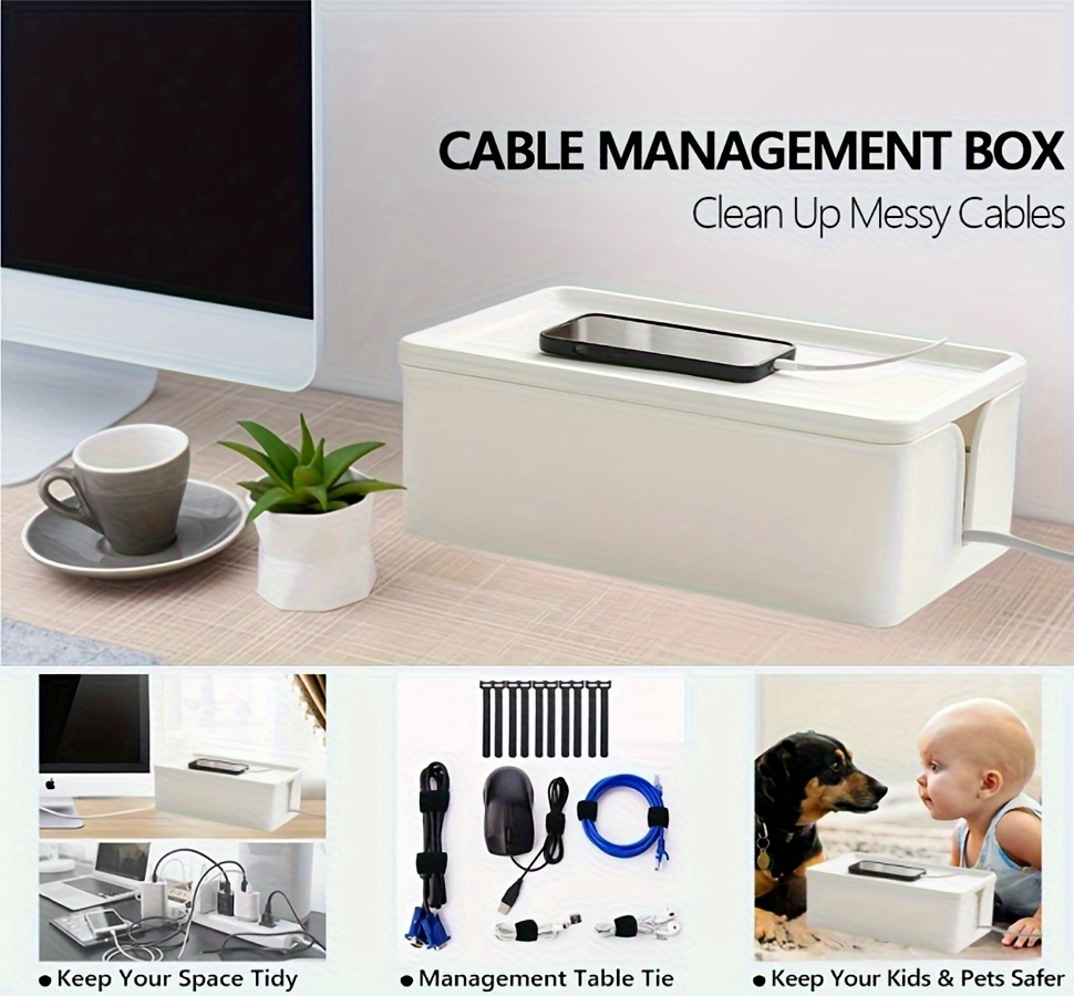Durable PVC multi-compartment cable management box