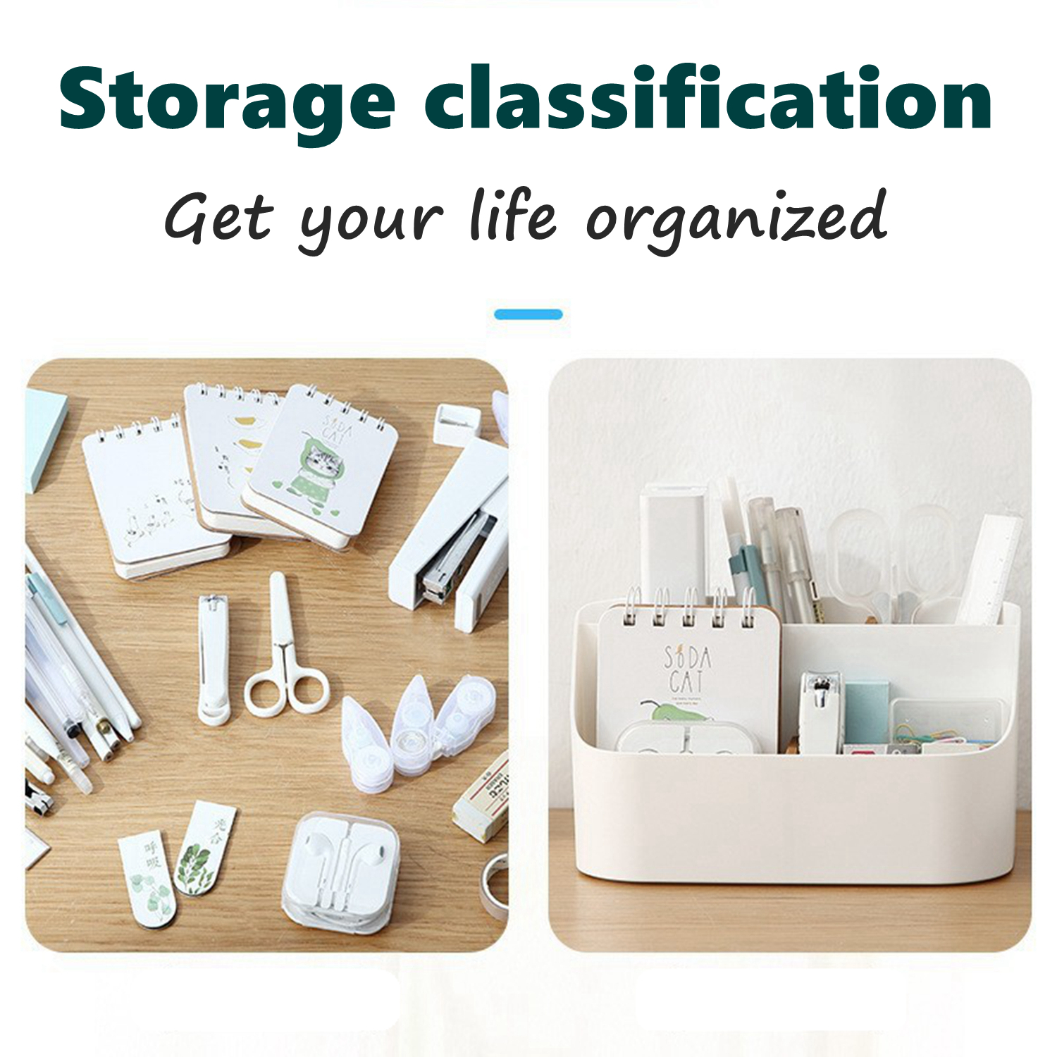 Desktop organizer box, pen holder, and card holder, suitable for office desks.