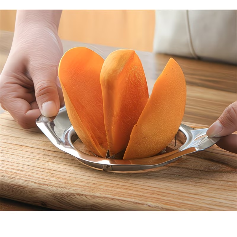Nierdzewny nóż do mango z przyrządem do usuwania pestki