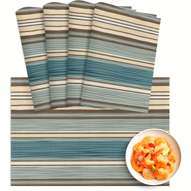 4-piece linen striped bohemian style placemat set