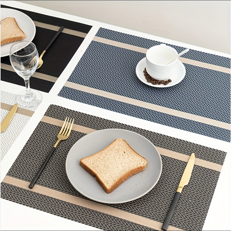 6-Pack Colorful PVC Striped Woven Placemats - Washable
