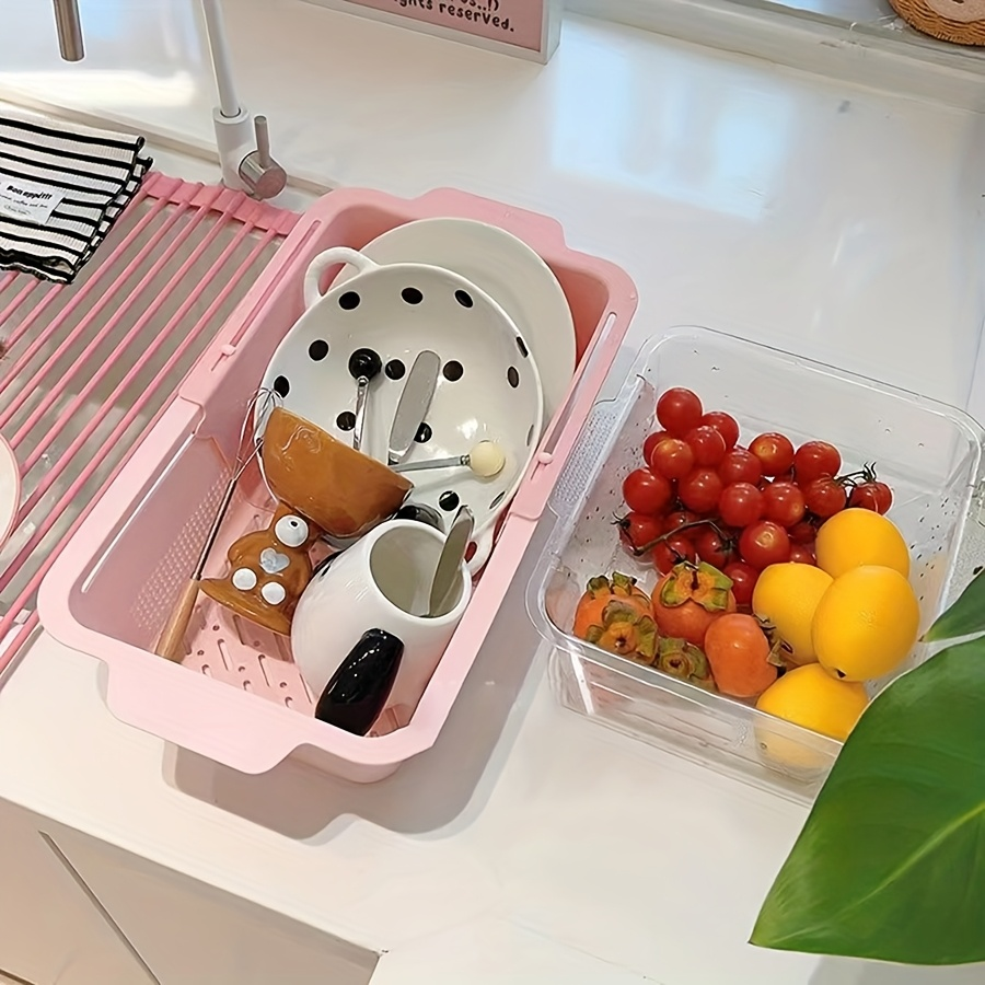 2 regulowane plastikowe koszyki do zlewu – wysuwany ociekacz kuchenny z uchwytem