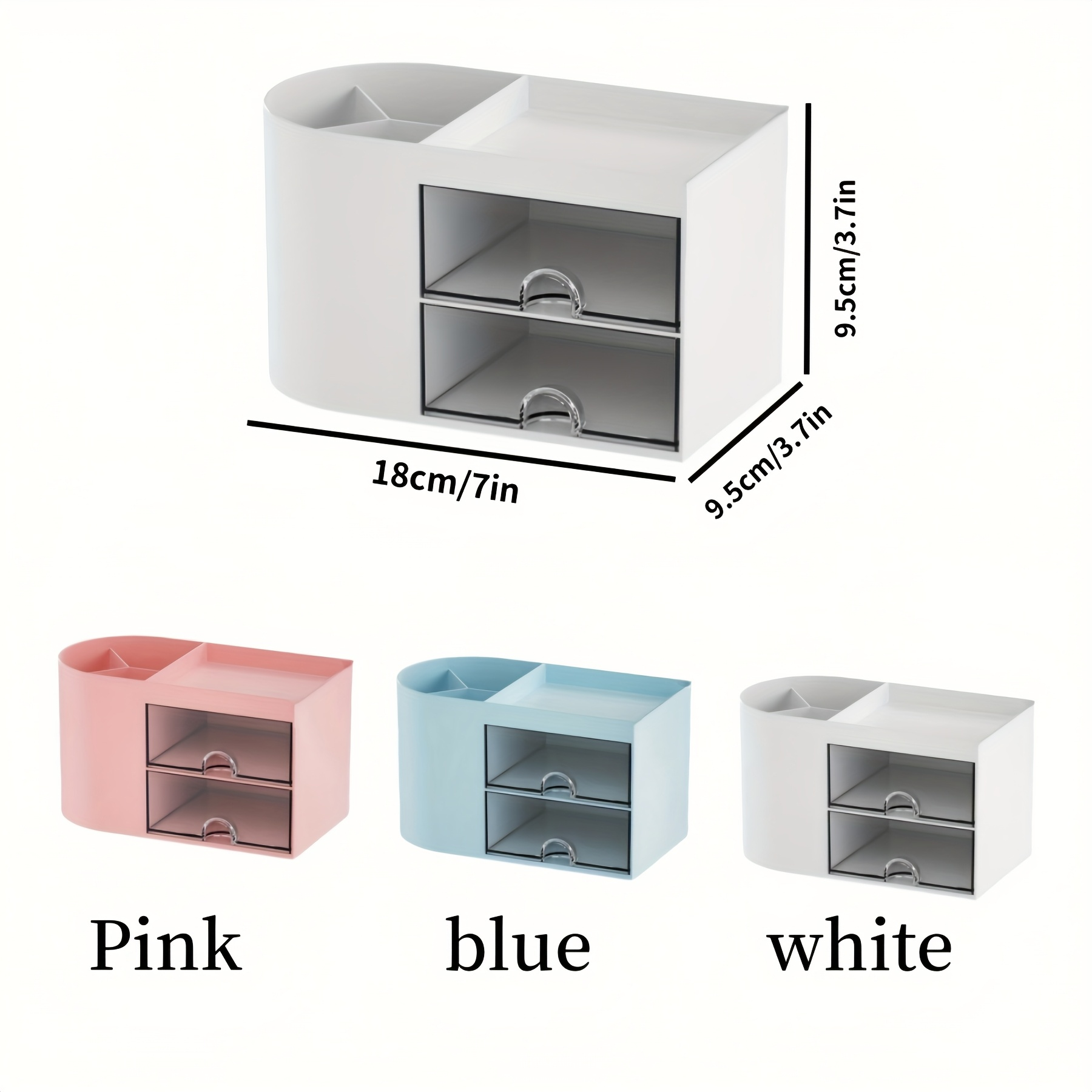 Desktop Pen Holder and Drawer Organizer - Double Drawer Stationery