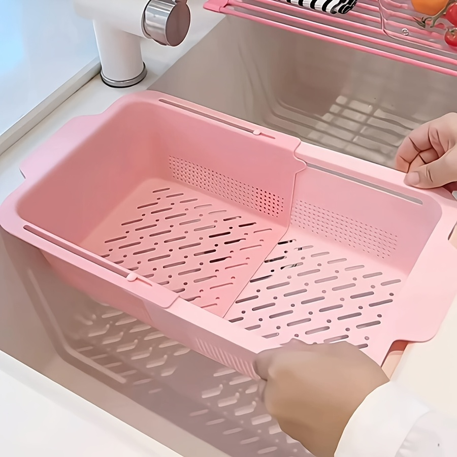 2 regulowane plastikowe koszyki do zlewu – wysuwany ociekacz kuchenny z uchwytem