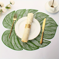 Green leaf-shaped placemats set, 6 pieces