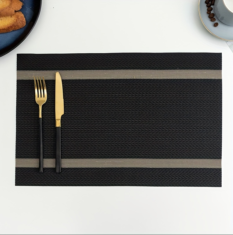 6-Pack Colorful PVC Striped Woven Placemats - Washable