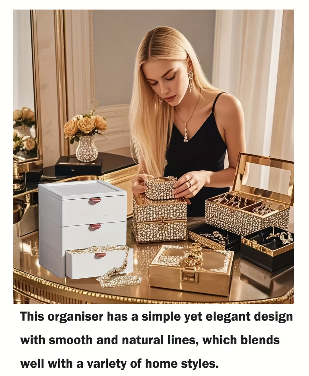 Modern white stackable plastic storage drawers – 2/3/4 tier storage rack
