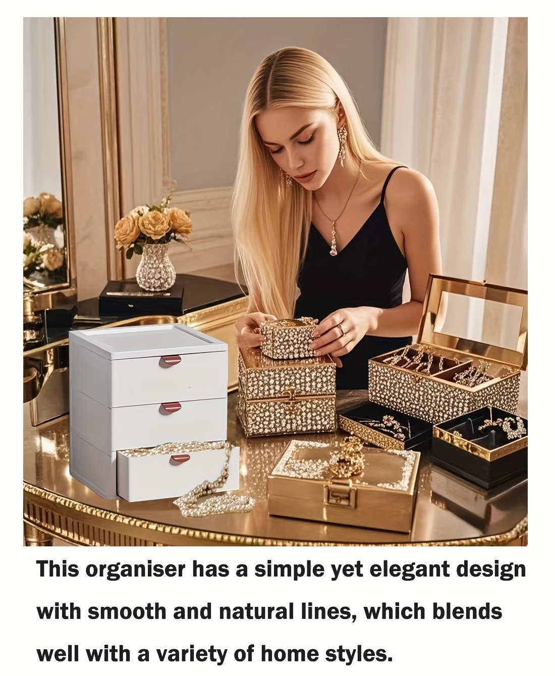 Modern white stackable plastic storage drawers – 2/3/4 tier storage rack