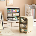 Desktop drawer-style storage box, made of three layers of thickened transparent plastic.
