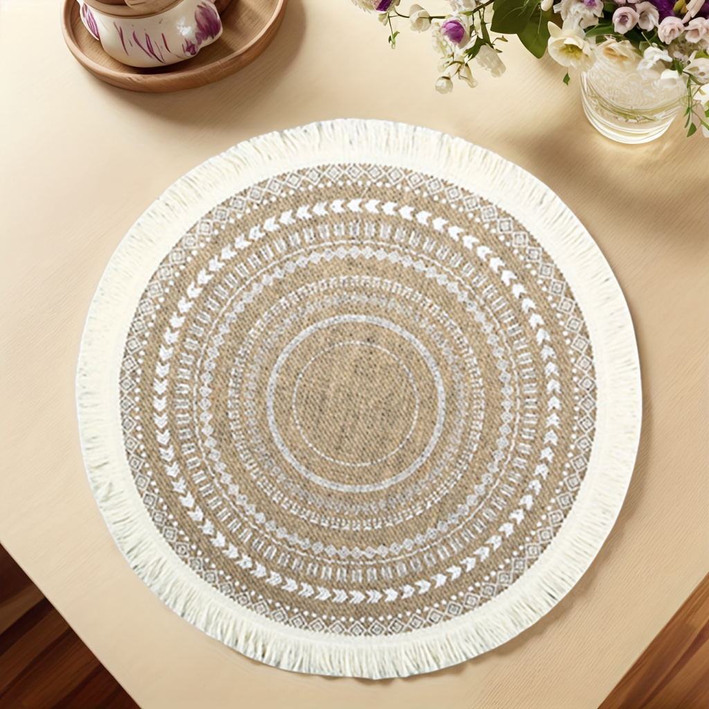 Bohemian-style round tassel placemats (6/8/10 pieces)