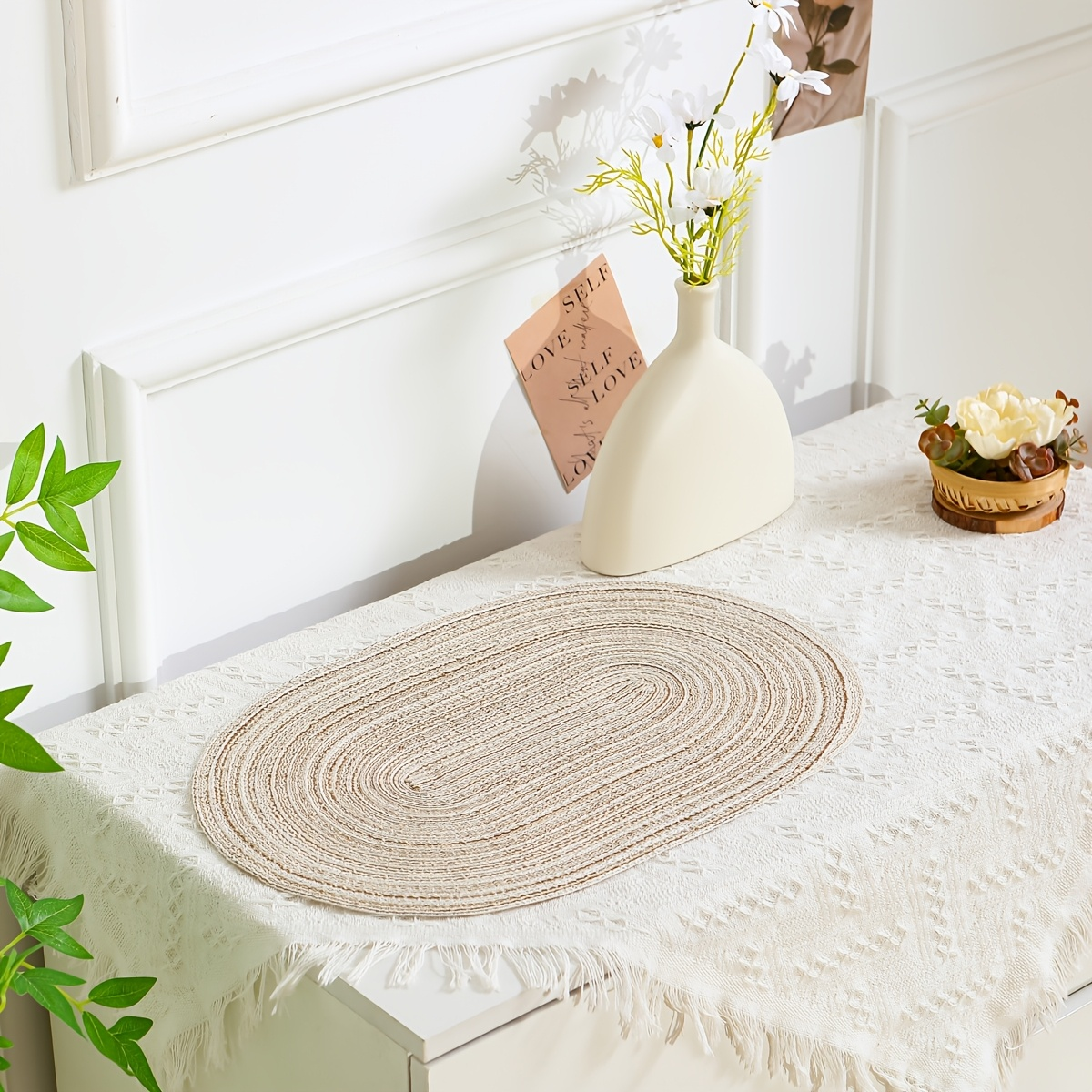 4/6/8/10-piece pack of oval polyester placemats - washable, soft, and durable