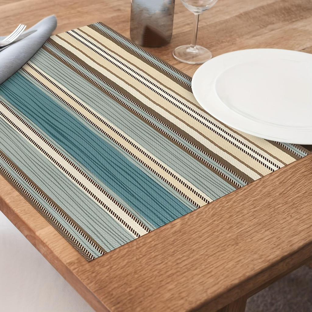 4-piece linen striped bohemian style placemat set