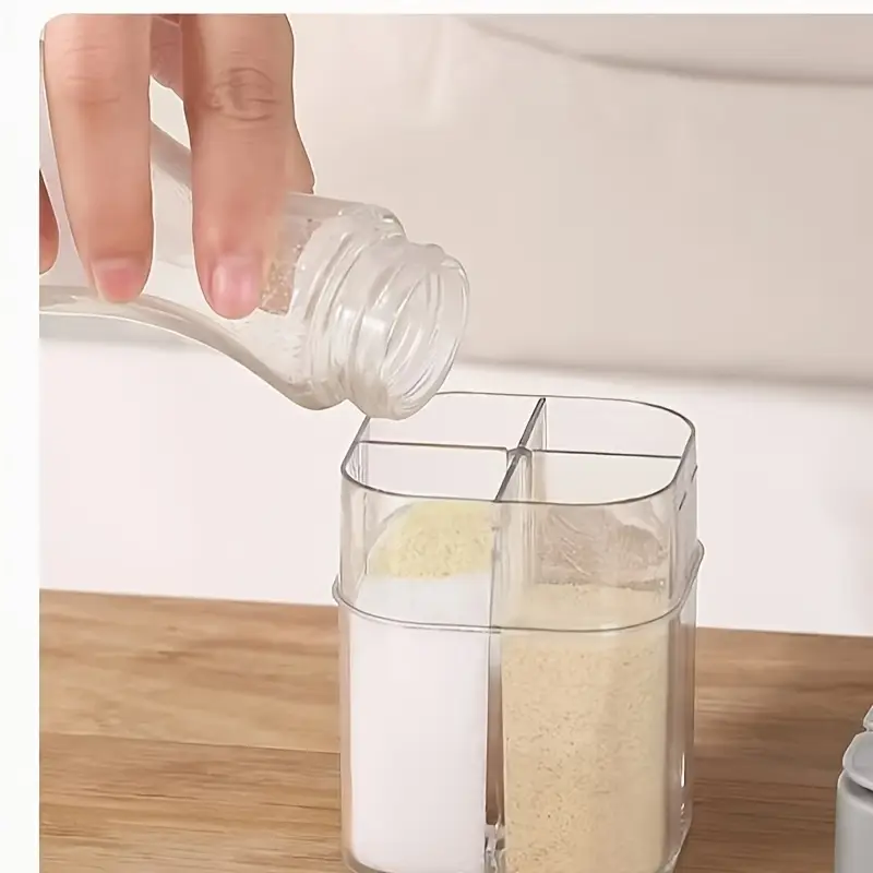 4-in-1 Multi-Compartment Spice Jar with Lid - Durable Plastic Kitchen Storage Rack