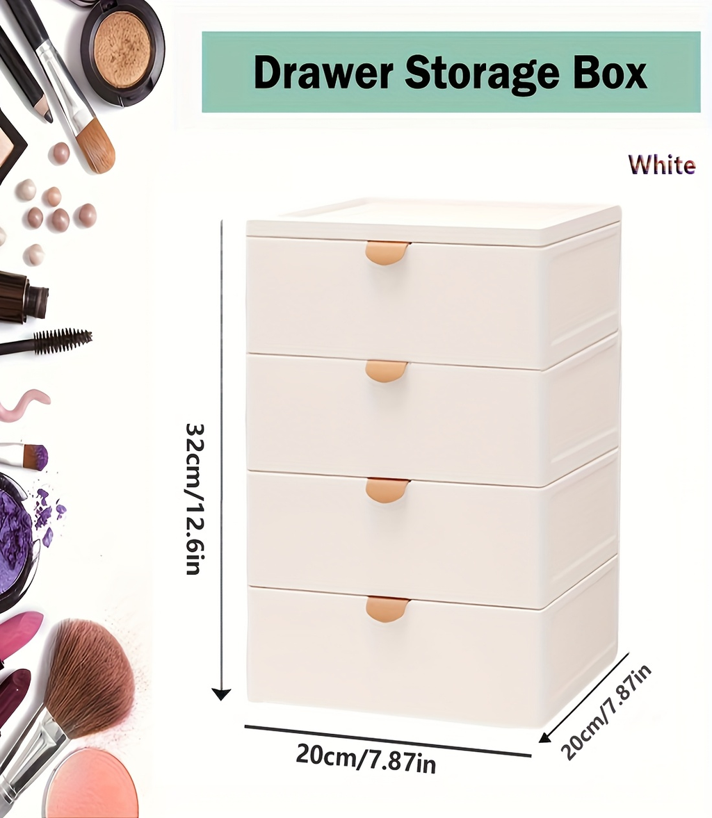 Modern white stackable plastic storage drawers – 2/3/4 tier storage rack