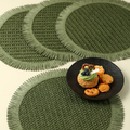 4/6-piece Bohemian Farmhouse Style Round Tassel Placemats