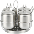 Stainless steel spice jar set with swivel rack, 12 oz/350 ml, 4-piece set