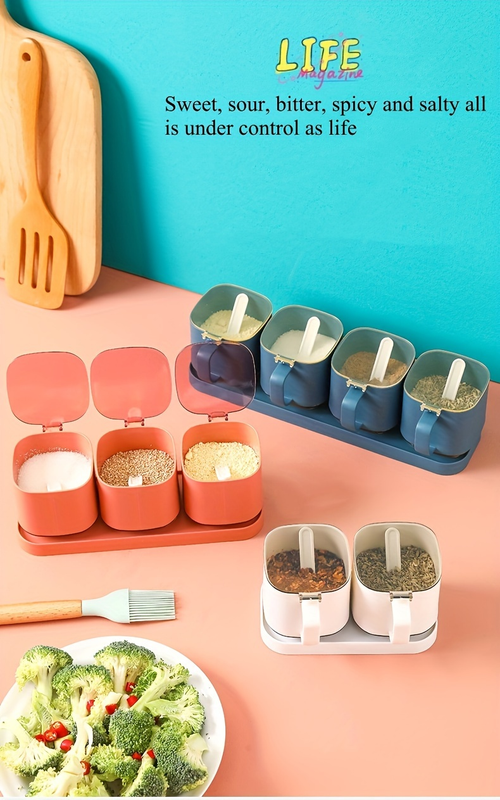 2/3/4-piece seasoning jar set, kitchen seasoning jars, creative MSG jars