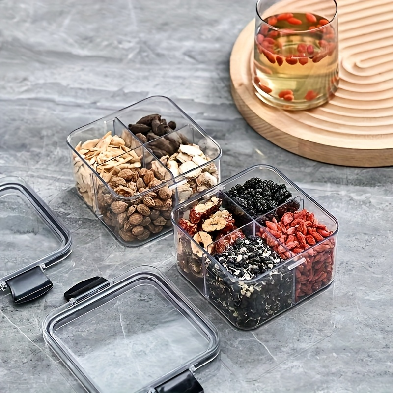 Two square compartmentalized airtight containers with lids