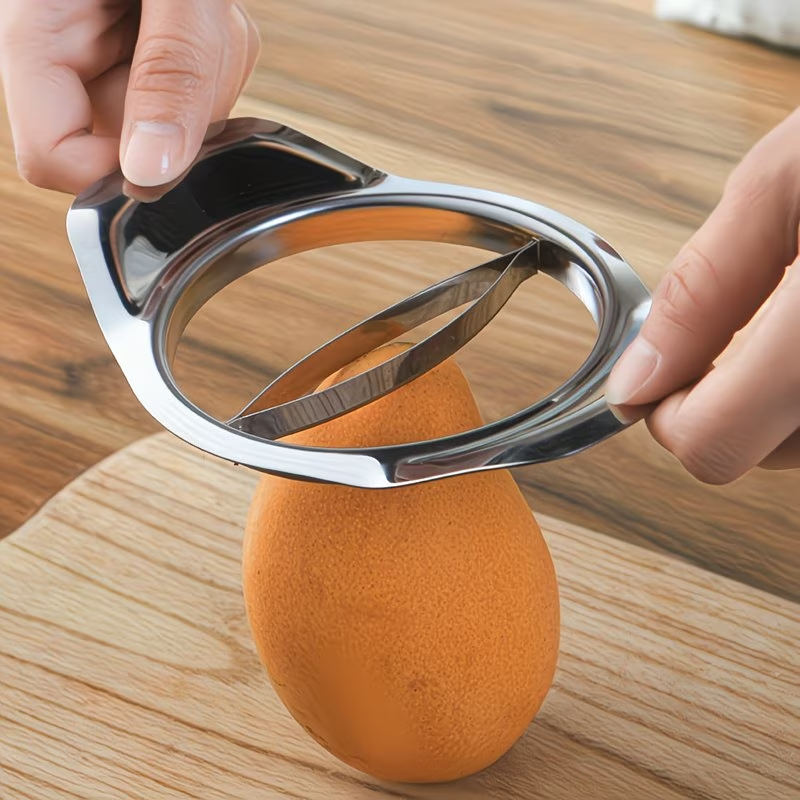 Nierdzewny nóż do mango z przyrządem do usuwania pestki