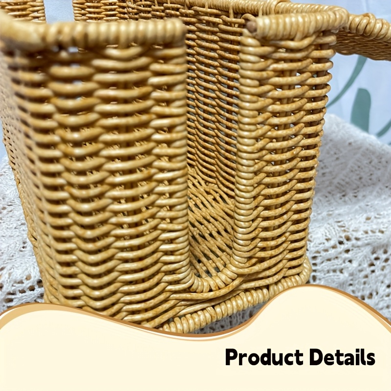 Cable Management | Wicker Desktop Organizer for Cables and Chargers