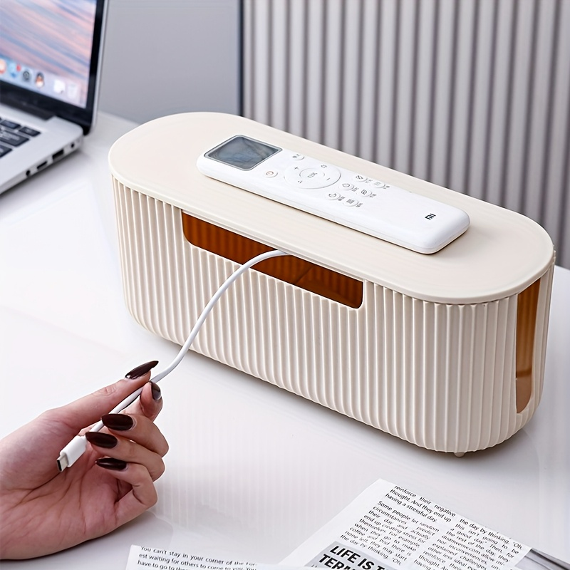 One frosted white storage box, suitable for power outlets and surge protectors.