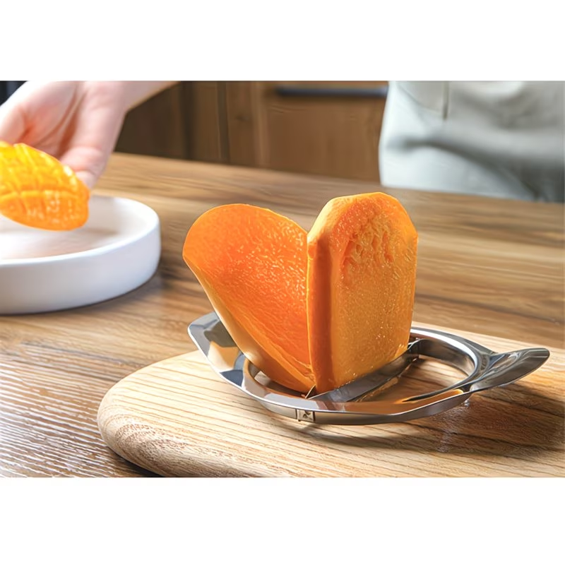 Nierdzewny nóż do mango z przyrządem do usuwania pestki