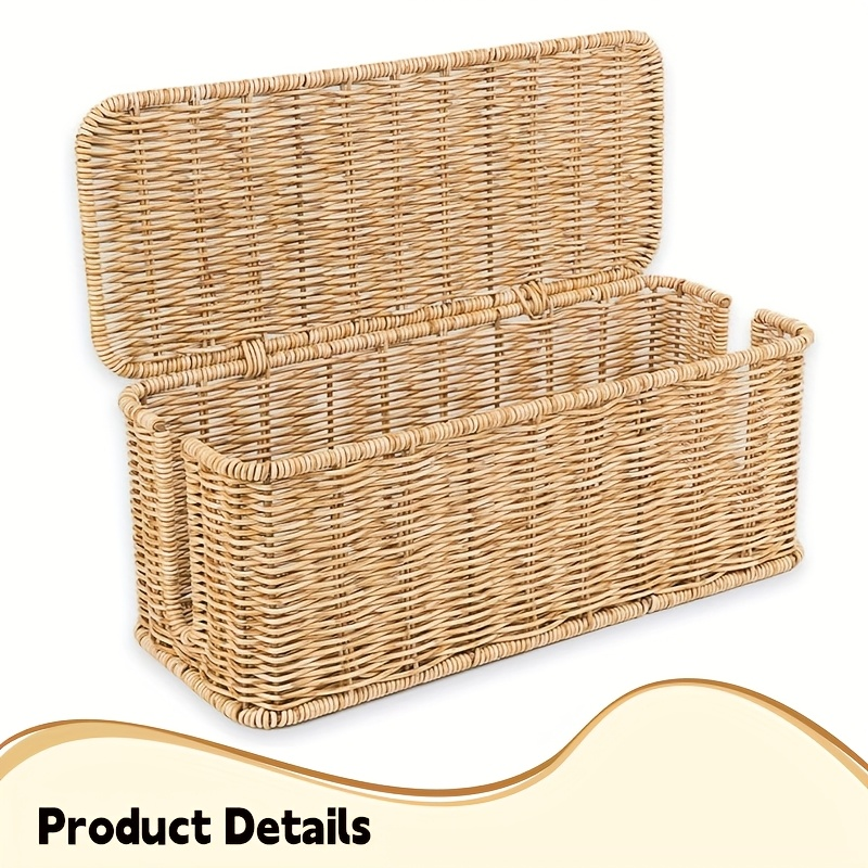 Cable Management | Wicker Desktop Organizer for Cables and Chargers