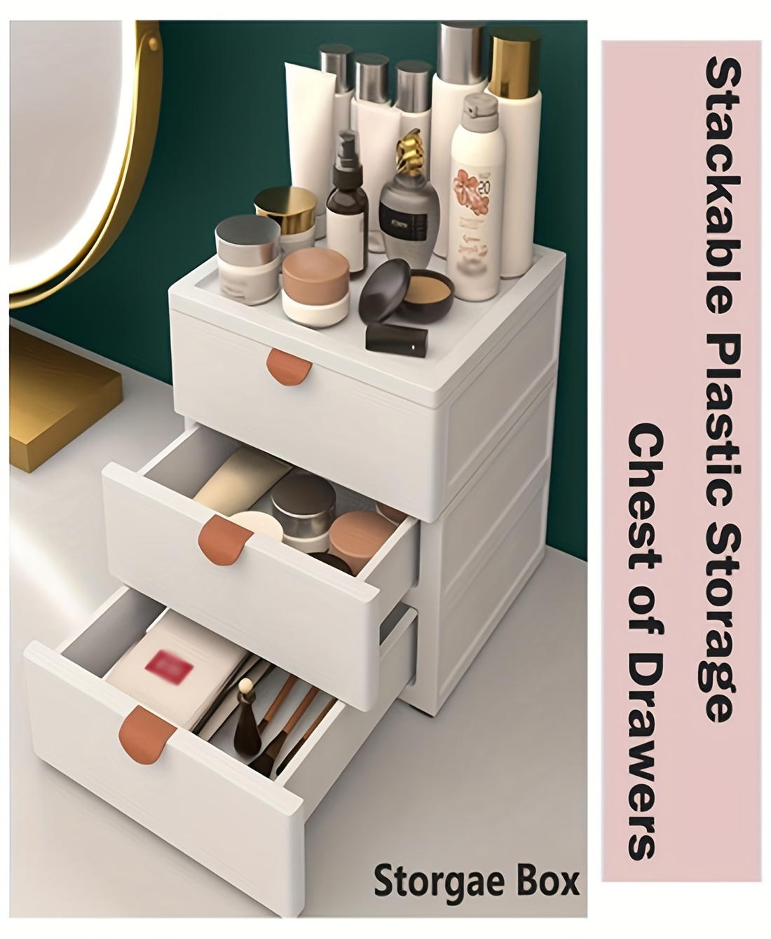 Modern white stackable plastic storage drawers – 2/3/4 tier storage rack