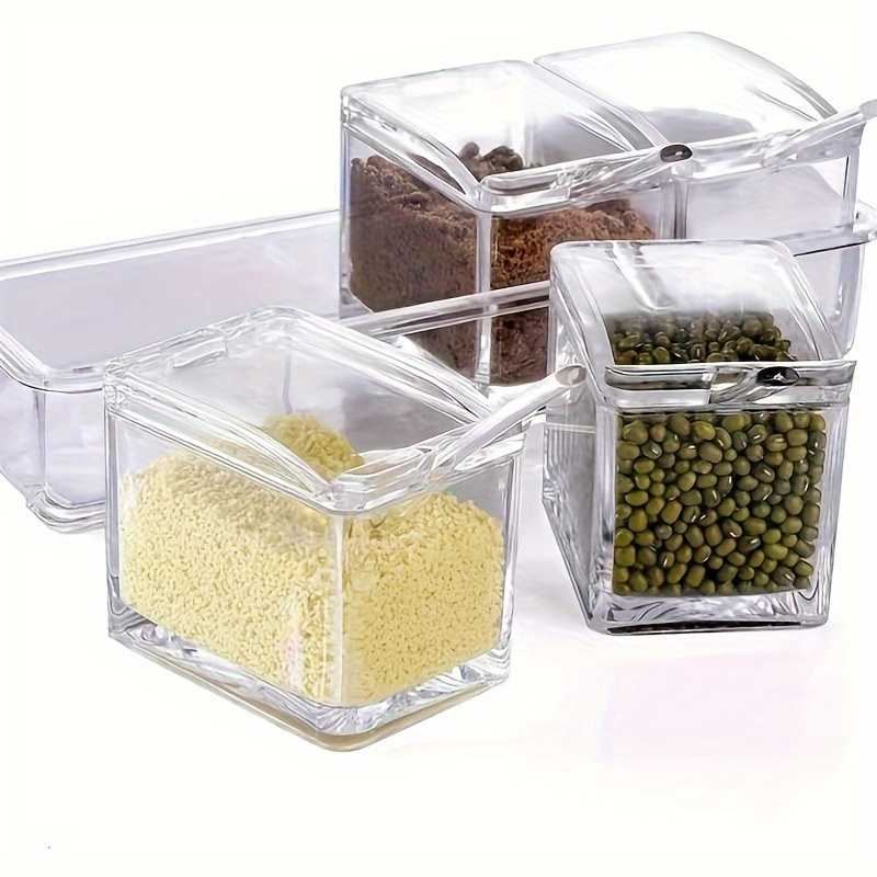 4-piece kitchen spice storage box set - moisture-proof spice storage box
