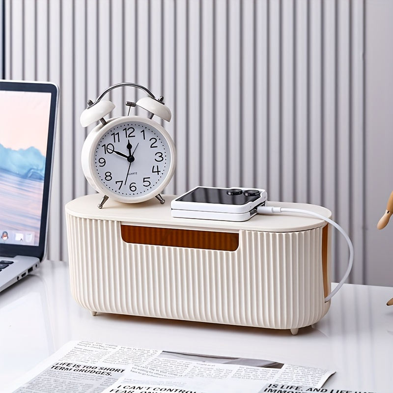 One frosted white storage box, suitable for power outlets and surge protectors.