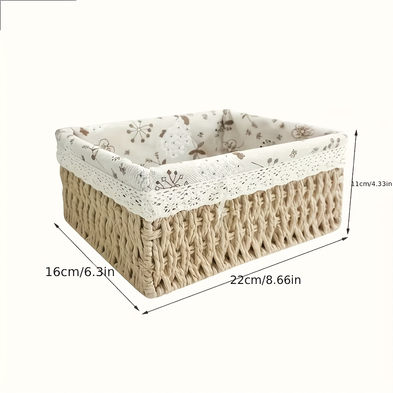 3-piece woven storage basket set with lace embellishment