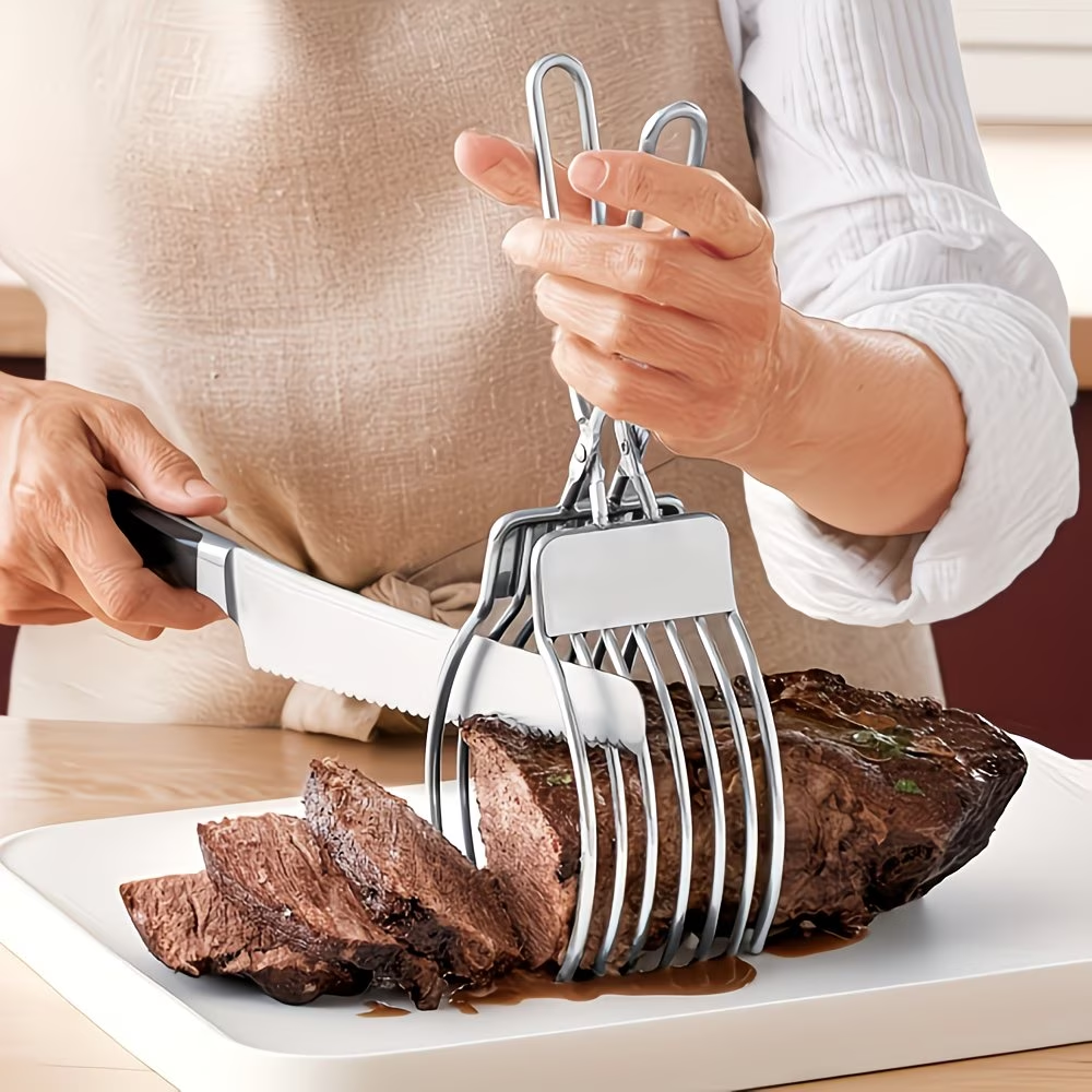 1 szczypce do mięsa ze stali nierdzewnej – przeznaczone do grillowania, krojenia i obróbki mięsa