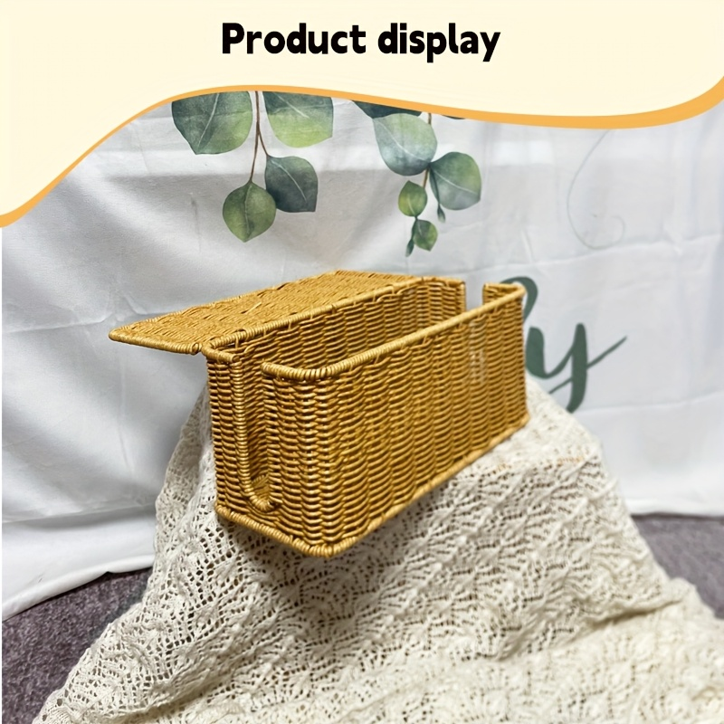 Cable Management | Wicker Desktop Organizer for Cables and Chargers