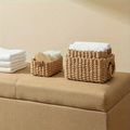 3-pack woven paper rope storage boxes - multi-purpose storage baskets