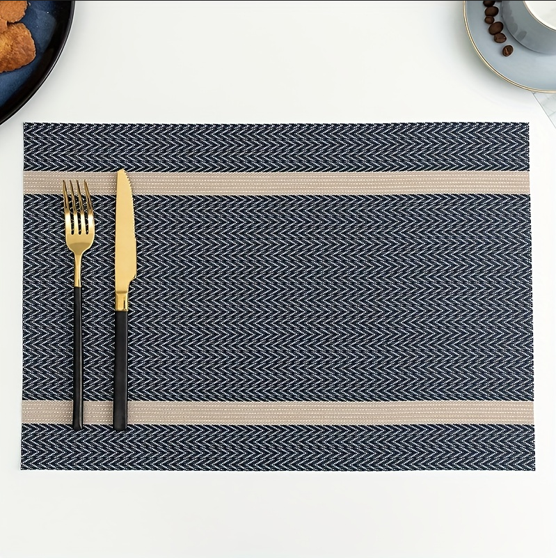 6-Pack Colorful PVC Striped Woven Placemats - Washable