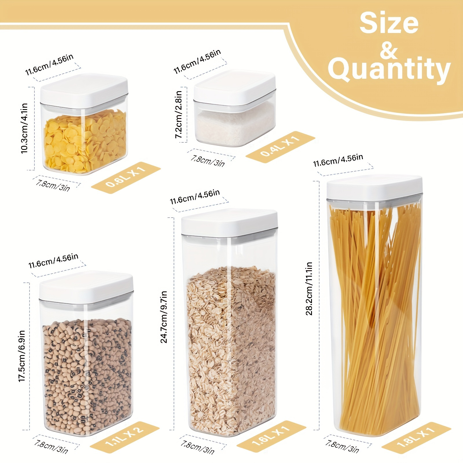 6pcs Storage Container, Stackable Airtight Food Storage Containers With Lid, Portable Transparent Food Sealed Box, For Grain, Dry Food, Tea, Coffee Beans, Pasta And Biscuit, Kitchen Organizers And Storage, Kitchen Accessories