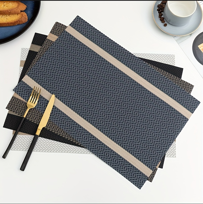 6-Pack Colorful PVC Striped Woven Placemats - Washable